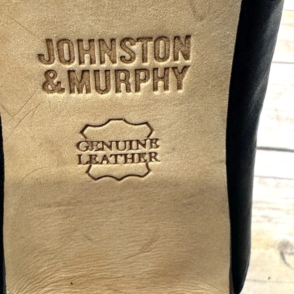 Johnston & Murphy Womens Black Woven Leather High Heel Mule Slip On Shoes 10M